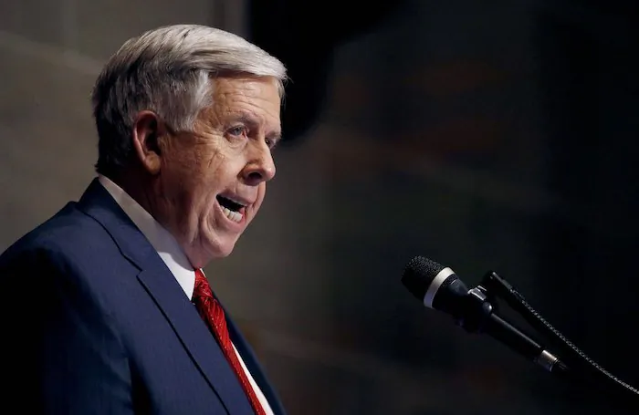 A bill banning pharmacists from querying ivermection and hydroxychloroquine for use against COVID-19 will soon arrive on Missouri Gov. Mike Parson 's desk in Jefferson City, Mo. File photo taken on May 15, 2022. (Charlie Riedel/AP Photo)
