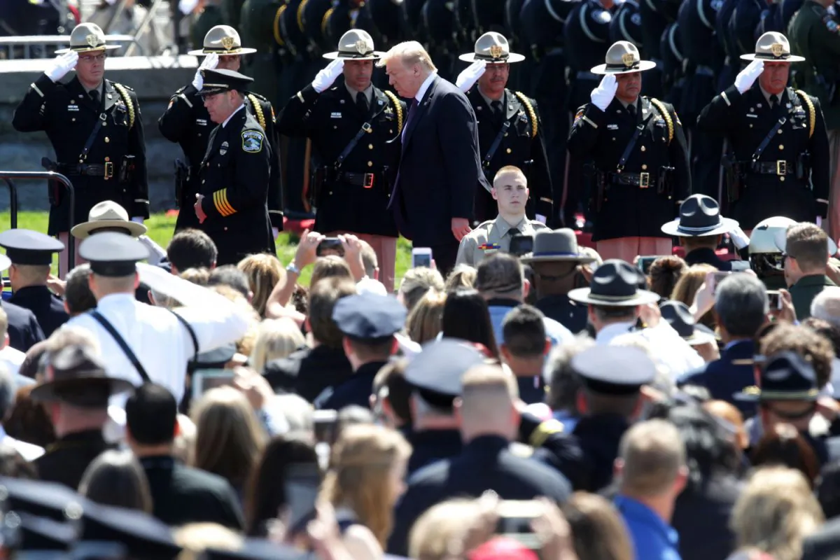 President Donald Trump arrives at the 38th Annual National Peace Officers’ Memorial Service at the west front of the Capitol in Washington on May 15, 2019. (Alex Wong/Getty Images)