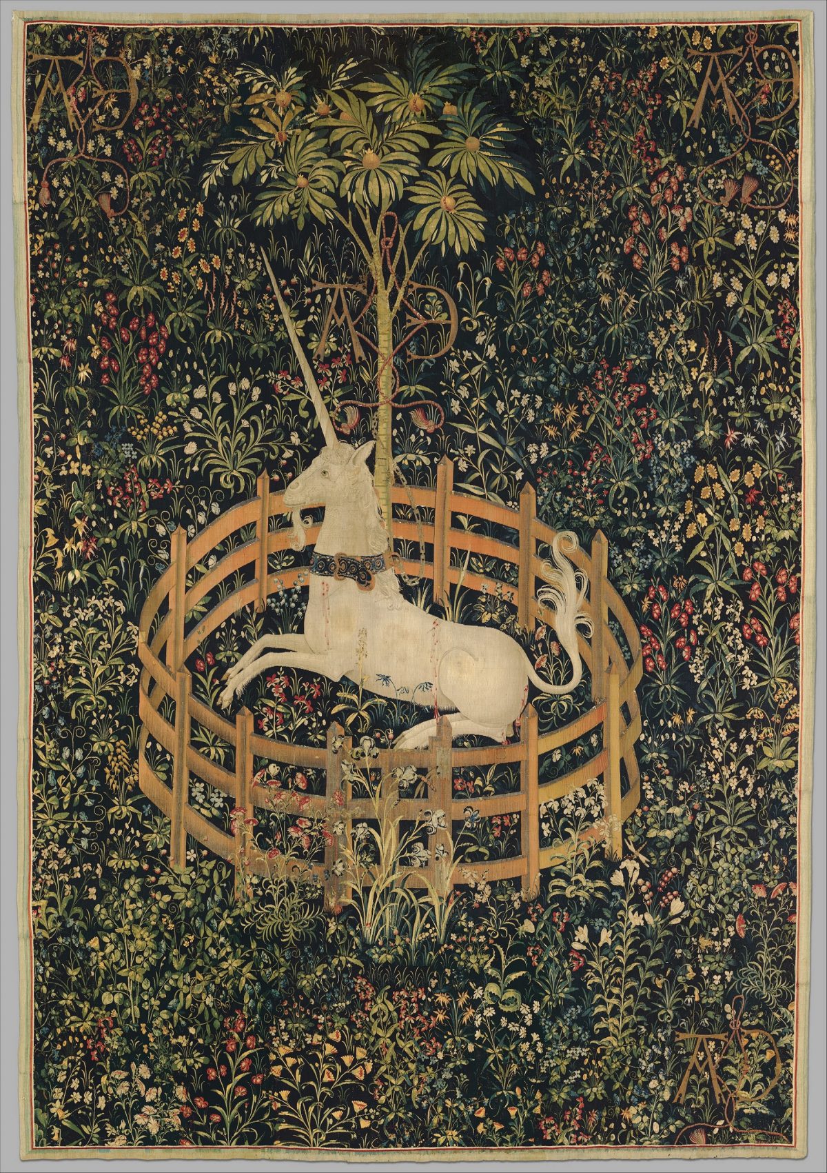 Unicorn in fenced cage