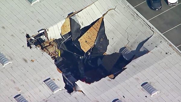 An F-16 fighter jet crashed into a warehouse