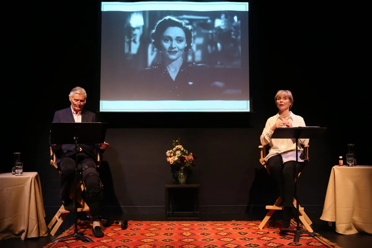 Lucy Fleming and husband, actor Simon Williams in “Posting Letters to the Moon.” (Carol Rosegg)