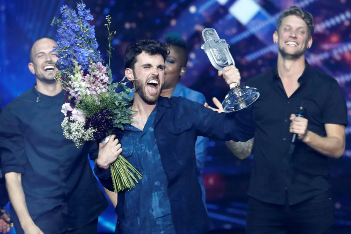 Duncan Laurence of the Netherlands reacts after winning the 2019 Eurovision Song Contest in Tel Aviv, Israel on May 19, 2019. (Ronen Zvulun/Reuters)