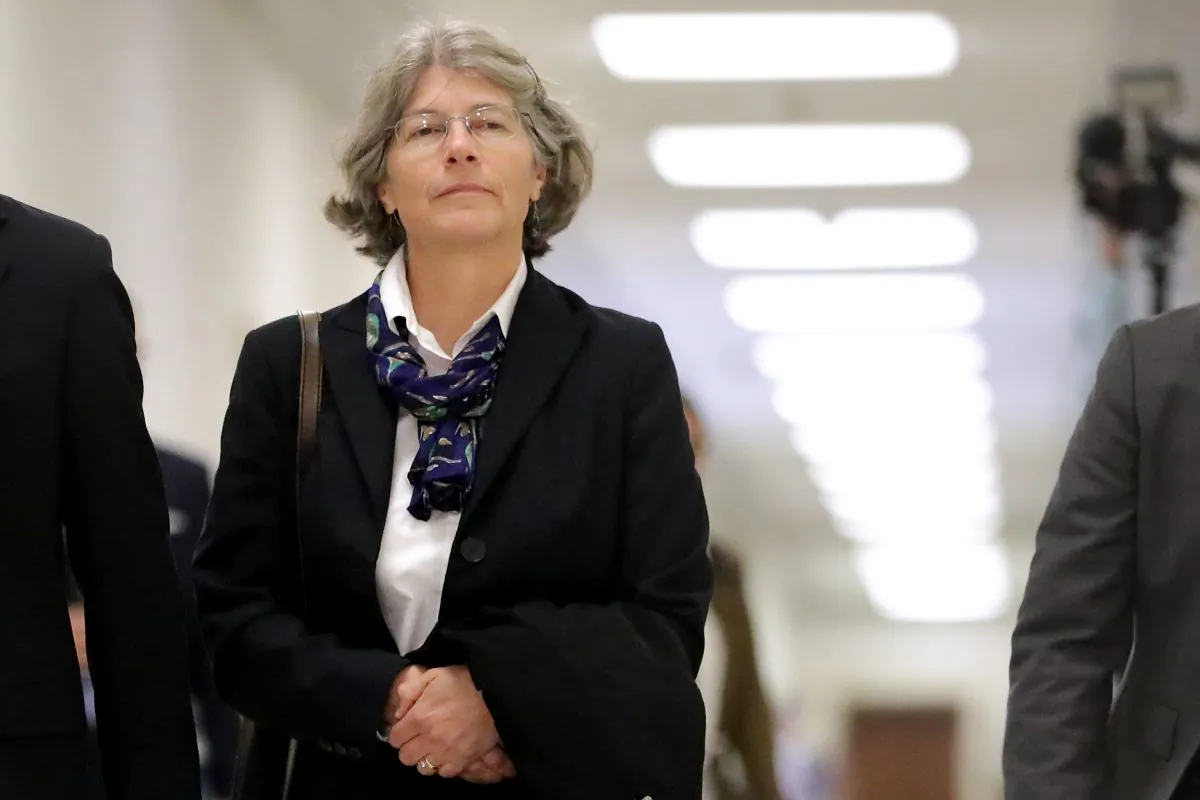 Fusion GPS contractor Nellie Ohr arrives for a closed-door interview with investigators from the House Judiciary and Oversight committees in the Rayburn House Office Building on Capitol Hill on Oct. 19, 2018. (Chip Somodevilla/Getty Images)
