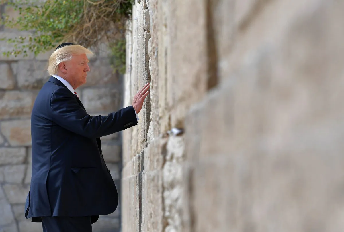 President Donald Trump visits the Western Wall on May 22, 2017, in Jerusalem's Old City. (Mandel Ngan/AFP/Getty Images)