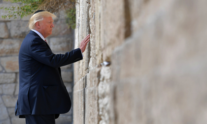 President Donald Trump visits the Western Wall on May 22, 2017, in Jerusalem's Old City. (Mandel Ngan/AFP/Getty Images)