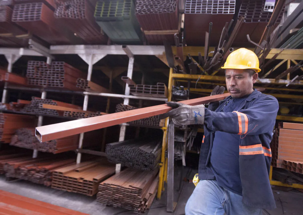 A man works in a steel distribution factory in Monterrey in northern Mexico, on May 31, 2018. (JULIO CESAR AGUILAR/AFP/Getty Images)