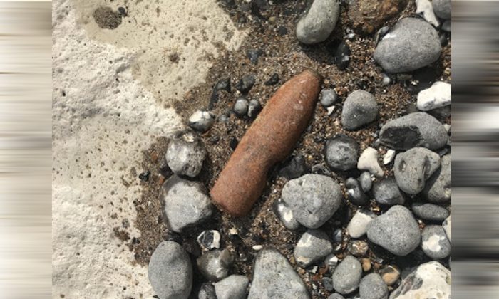 Picture of the suspected unexploded shell discovered at Beachy head shared by the authorities in a press release on May 20, 2019. (Maritime and Coastguard Agency)