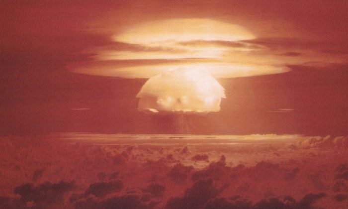 The mushroom cloud from Castle Bravo, considered the most powerful nuclear device ever detonated by the United States. (U.S. Department of Energy)

