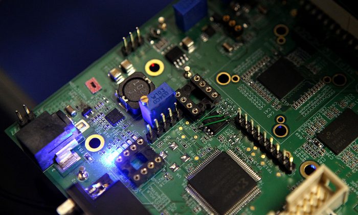 Semiconductors on a circuit board that powers a Samsung video camera at the Samsung MOBILE-ization media and analyst event in San Jose, Calif., on March 23, 2011. (Justin Sullivan/Getty Images)
