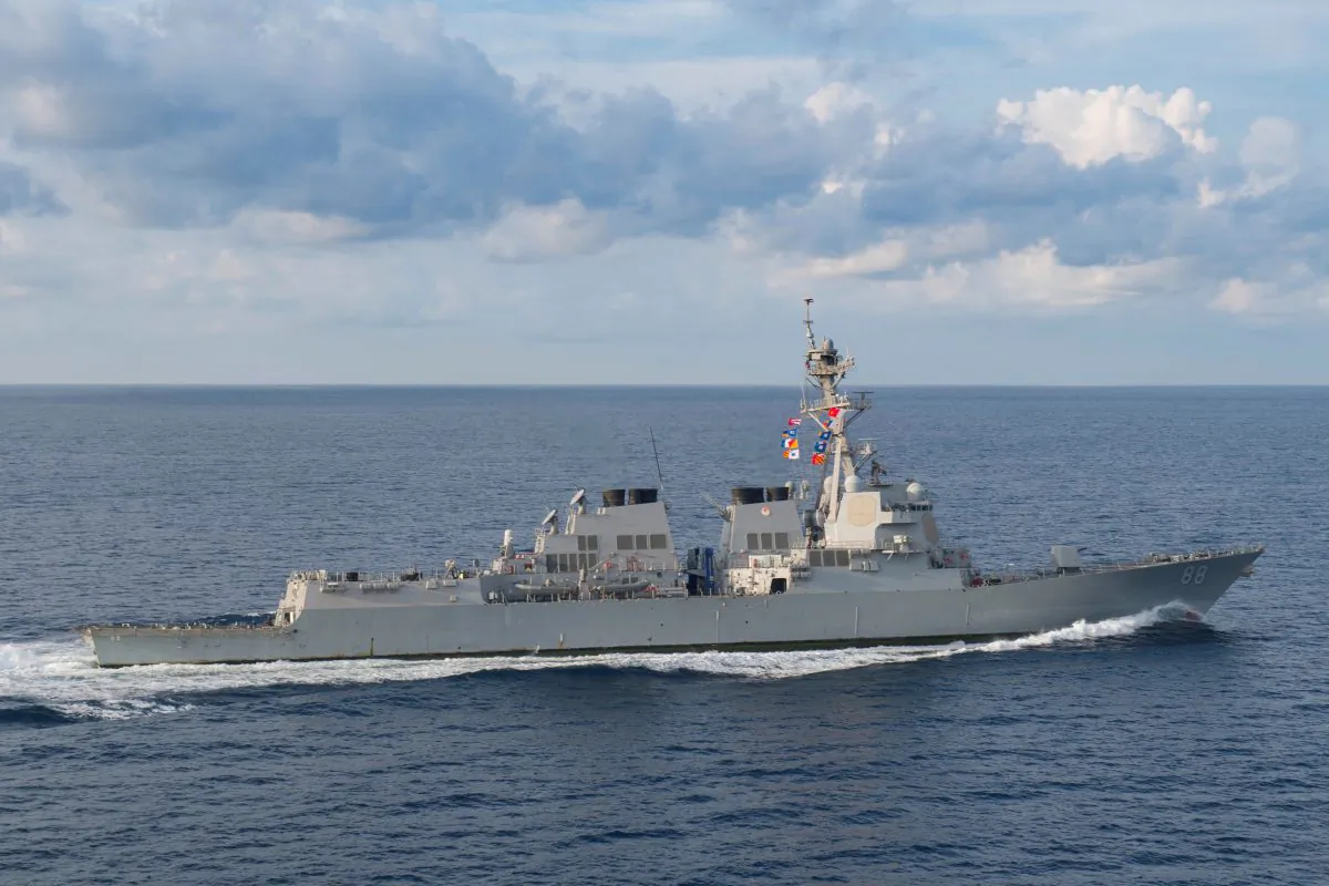The Arleigh Burke-class guided-missile destroyer USS Preble (DDG 88) transits in the the Indian Ocean on March 29, 2018. (Mass Communication Specialist 3rd Class Morgan K. Nall/U.S. Navy/Handout via Reuters)