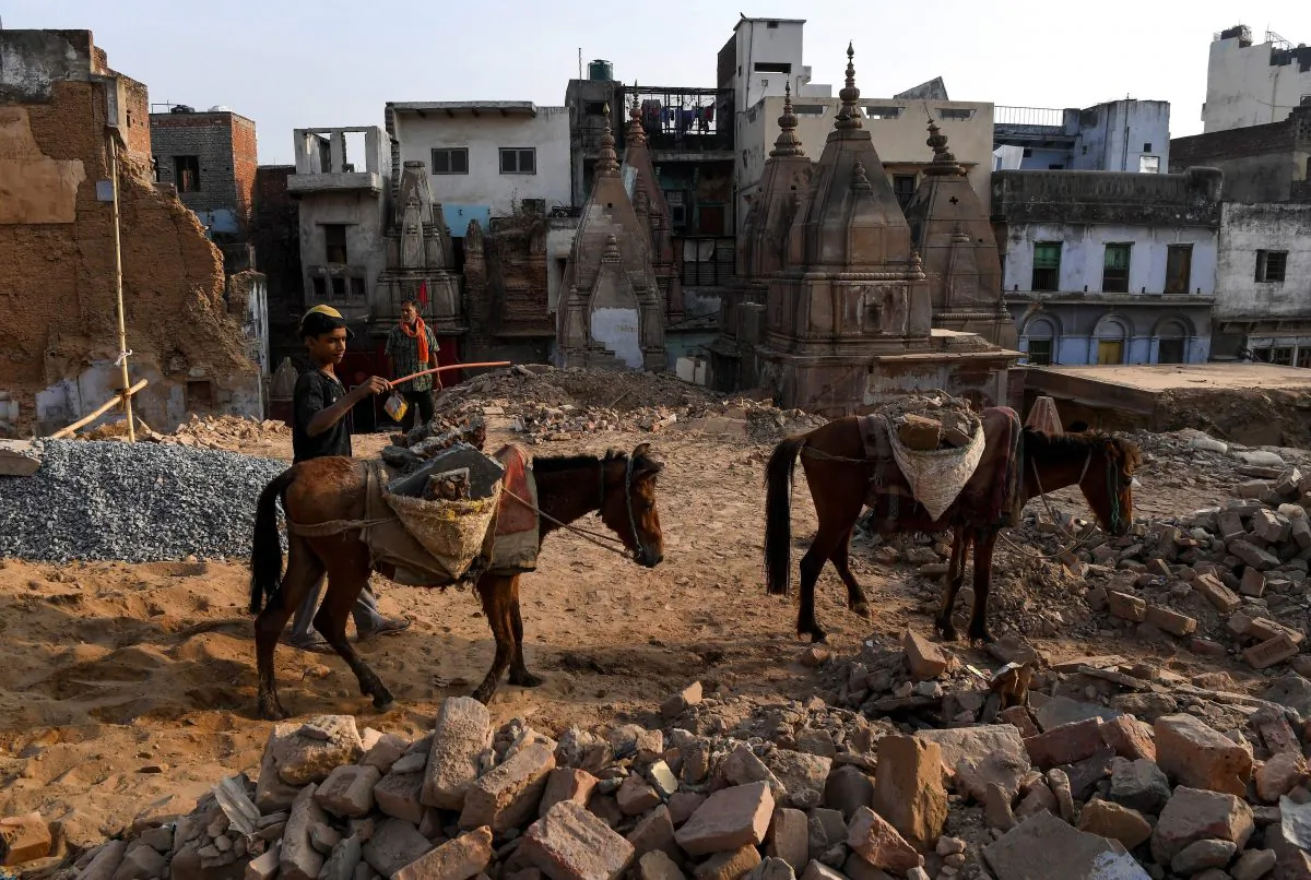 Demolished old buildings in Varanasi, India, on May 4, 2019. (Prakash Singh/AFP/Getty Images)
