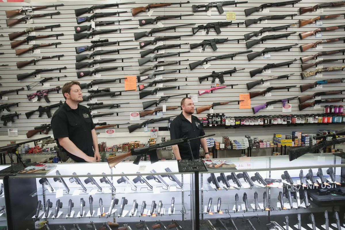 Guns are displayed inside the DSA store in Lake Barrington, Ill., on June 17, 2016. (Scott Olson/Getty Images)