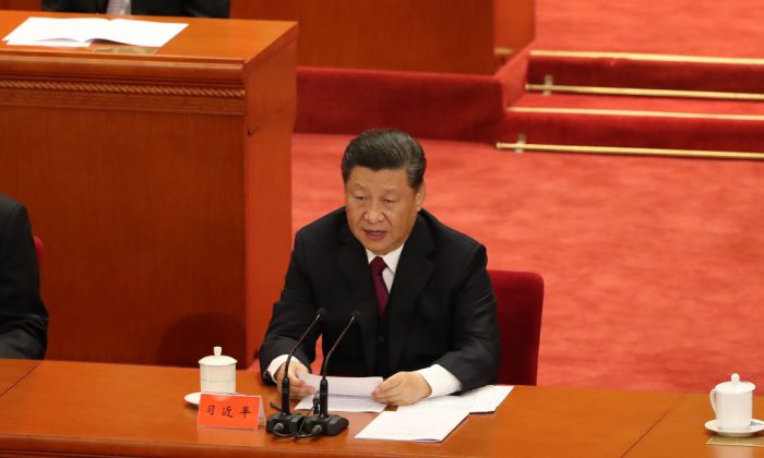 Chinese leader Xi Jinping delivers a speech at The Great Hall of The People in Beijing on April 30, 2019. (Andrea Verdelli/Getty Images)