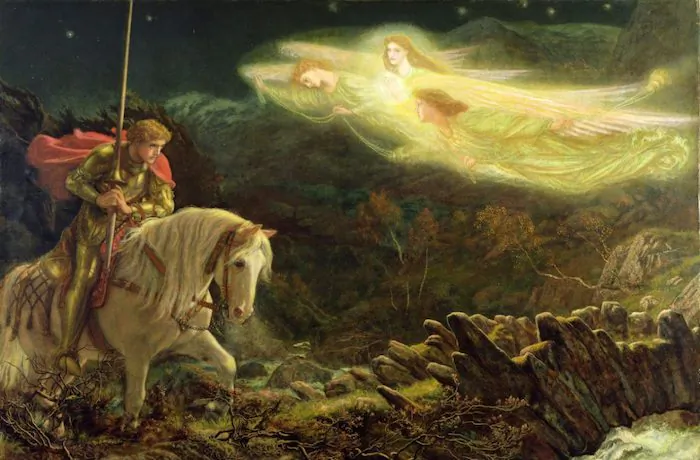“Sir Galahad, the Quest for the Holy Grail,” 1870, by Arthur Hughes. (Public Domain)
