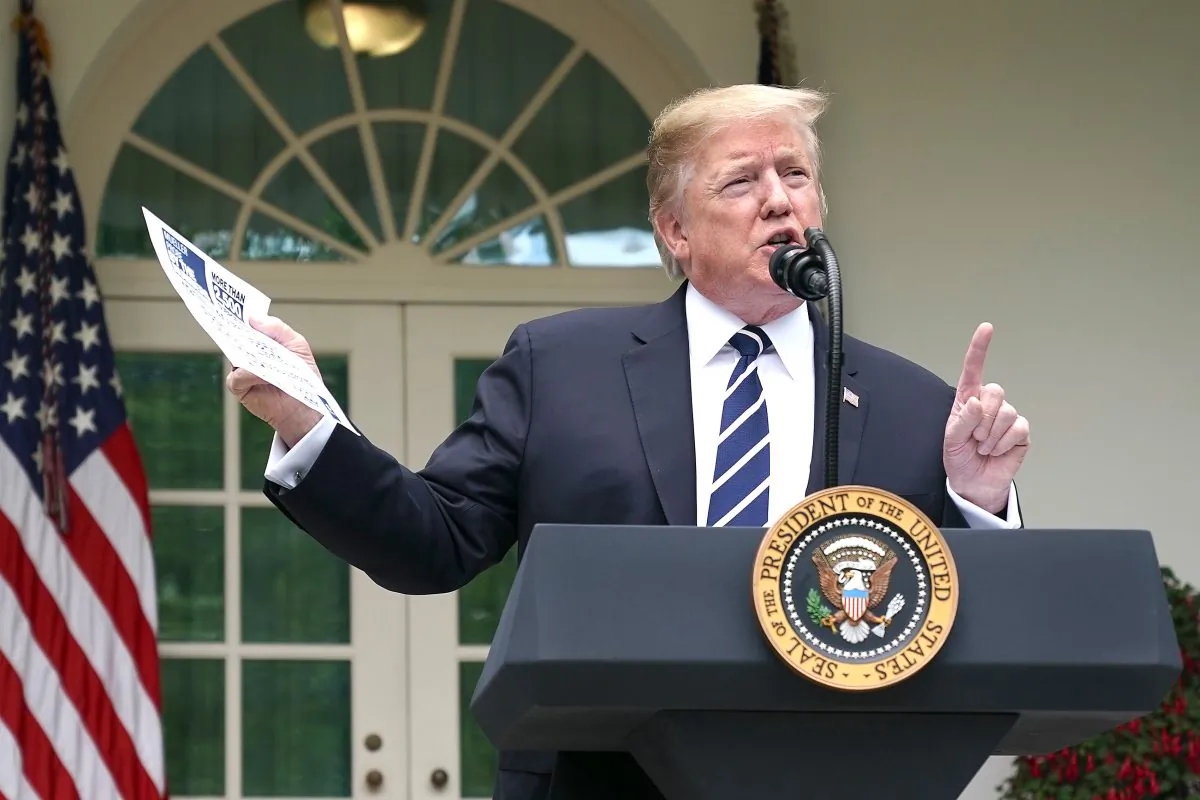 President Donald Trump in the Rose Garden at the White House on May 22, 2019. (Chip Somodevilla/Getty Images)