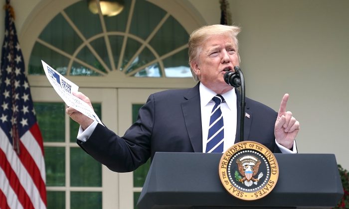 President Donald Trump in the Rose Garden at the White House on May 22, 2019. (Chip Somodevilla/Getty Images)