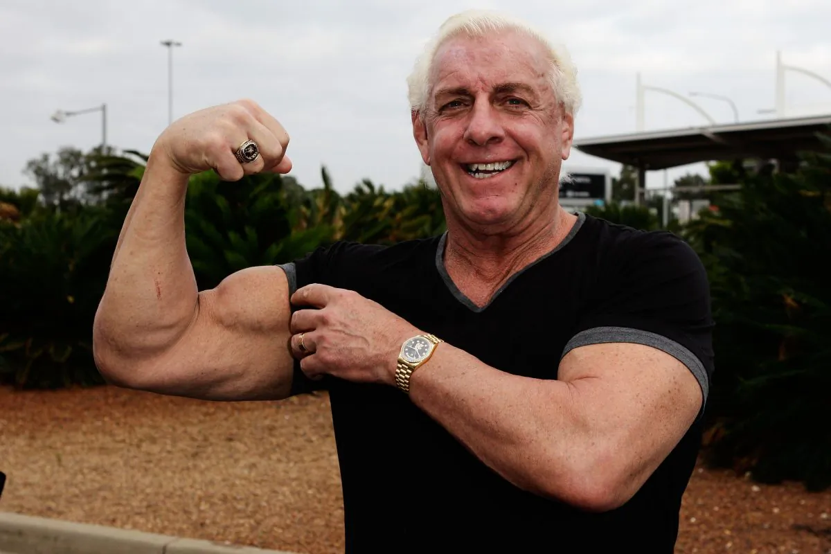 Ric Flair on the Australian Hulkamania tour at Sydney Airport in Australia, on Nov. 17, 2009. (Brendon Thorne/Getty Images)