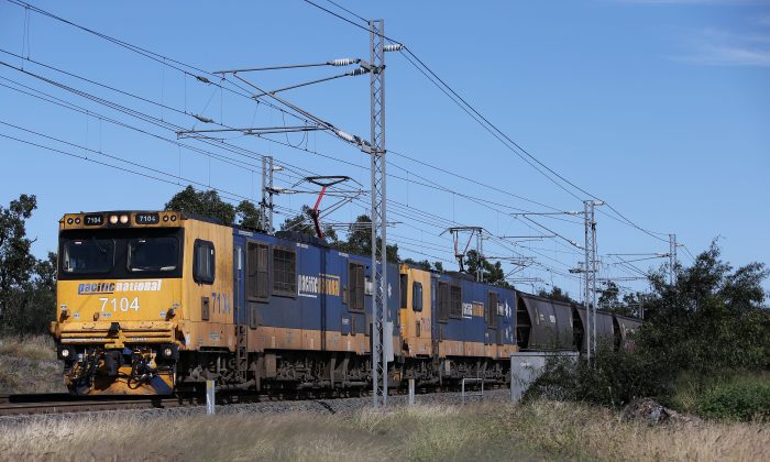 On April 29, 2019, you will see a coal train traveling parallel to the Claremont in Claremont, Australia and the A4 highway in the Blackwater region.  (Lisa Maree Williams / Getty Images)