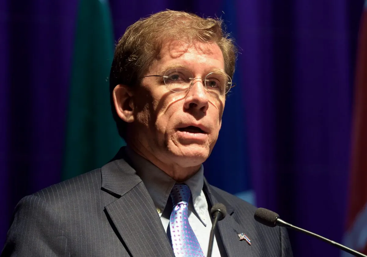 U.S. Acting Assistant Secretary for Southeast Asia W. Patrick Murphy speaks during the opening ceremony for the annual combined military exercises coined Cobra Gold 15 at Armed Forces Academies Preparatory School in Nakhon Nayok, Thailand on Feb. 9, 2015. (Pornchai Kittiwongsakul/AFP/Getty Images)