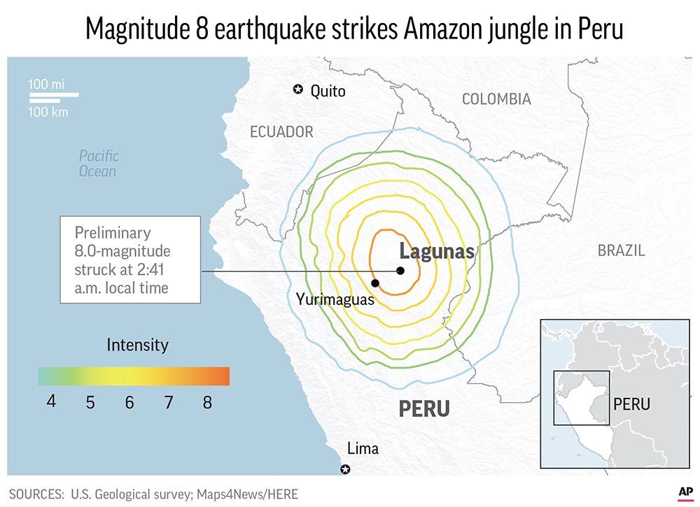 PERU EARTHQUAKE map