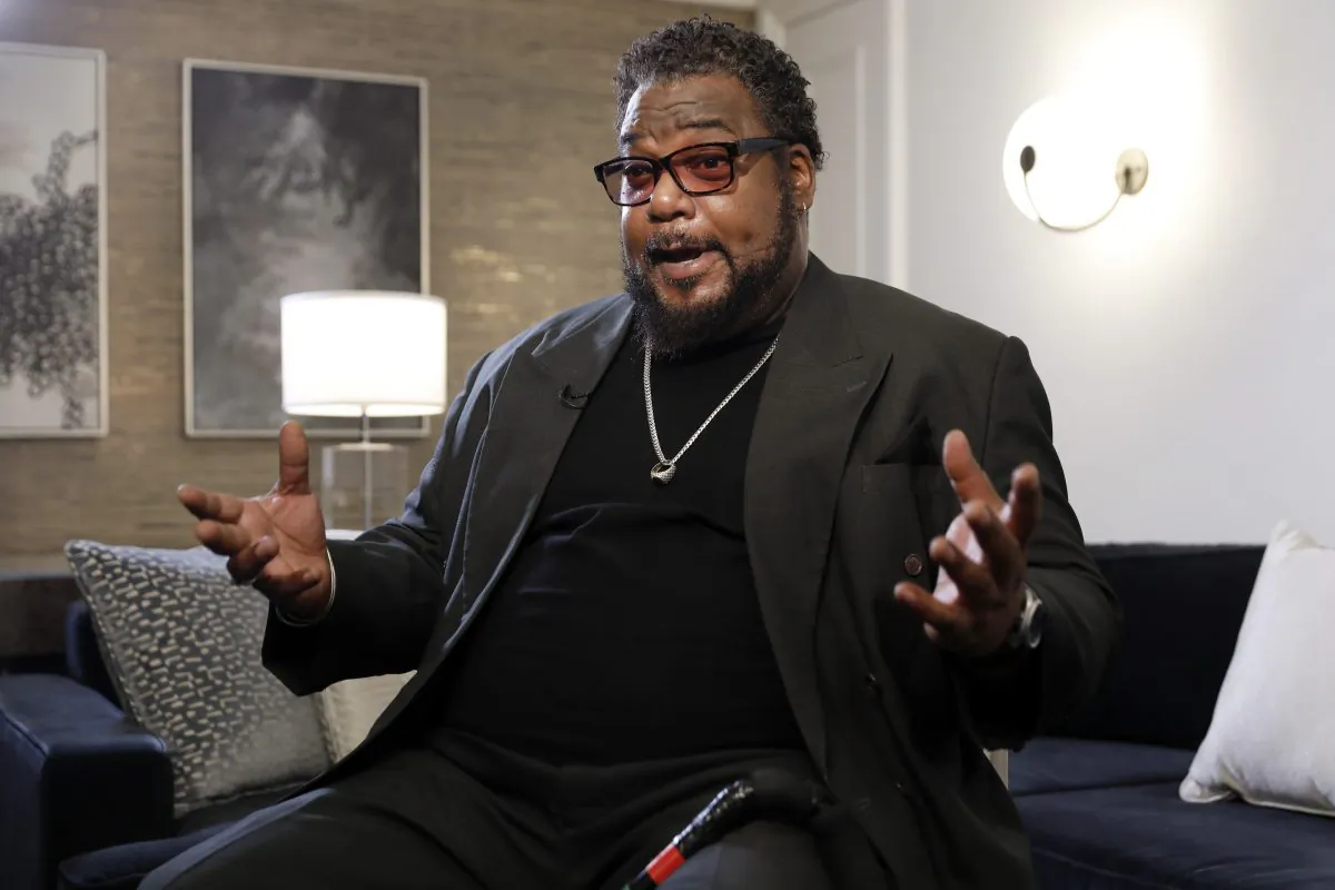 Darrell Jackson, 57, of The Bronx, N.Y., is interviewed in New York on April 30, 2019. He was abused by scoutmaster Freddie Modica after joining the Boy Scouts in 1972 at the age of 10. (Richard Drew/AP)