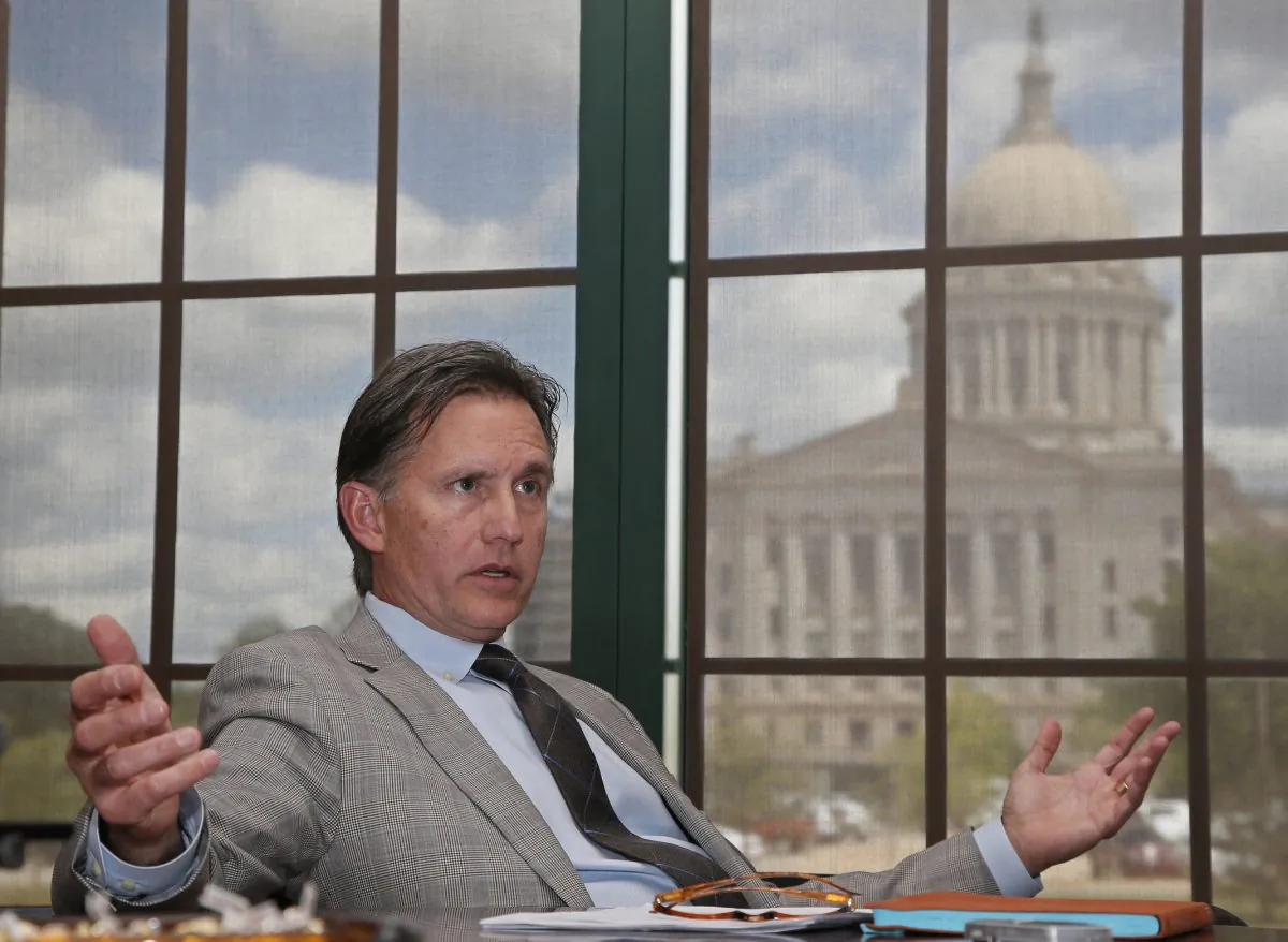 Oklahoma Attorney General Mike Hunter speaks during an interview in his office in Oklahoma City on May 4, 2017.  (AP Photo/Sue Ogrocki)