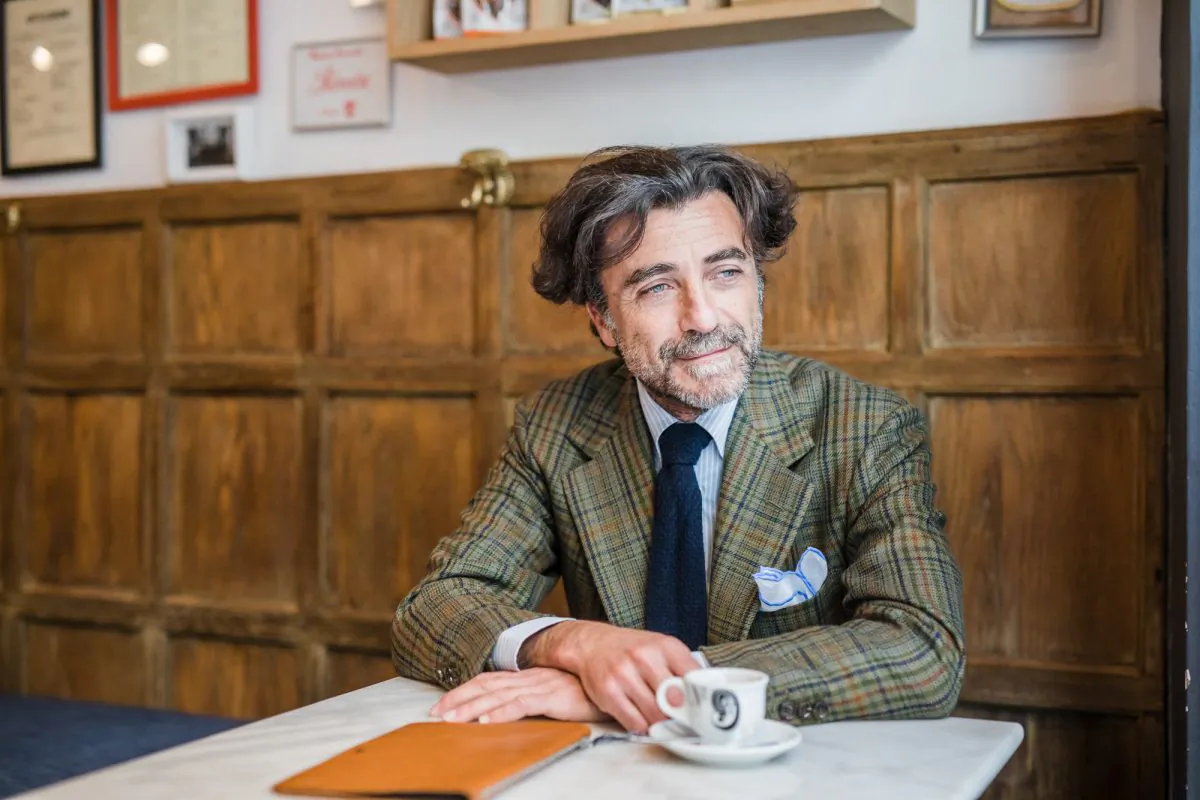 Tommaso Capozzoli, partner and brand ambassador at Sartoria Vestrucci, wears a ready-to-wear tweed sport coat ($2,700). (Courtesy of Sartoria Vestrucci)