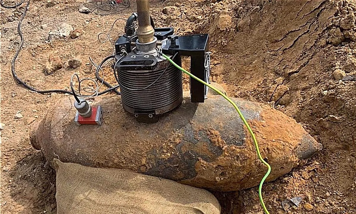 A WW2 German Bomb found in Kingston Upon Thames in London on May 23 was detonated under controlled conditions on May 24. (Carver Barracks)