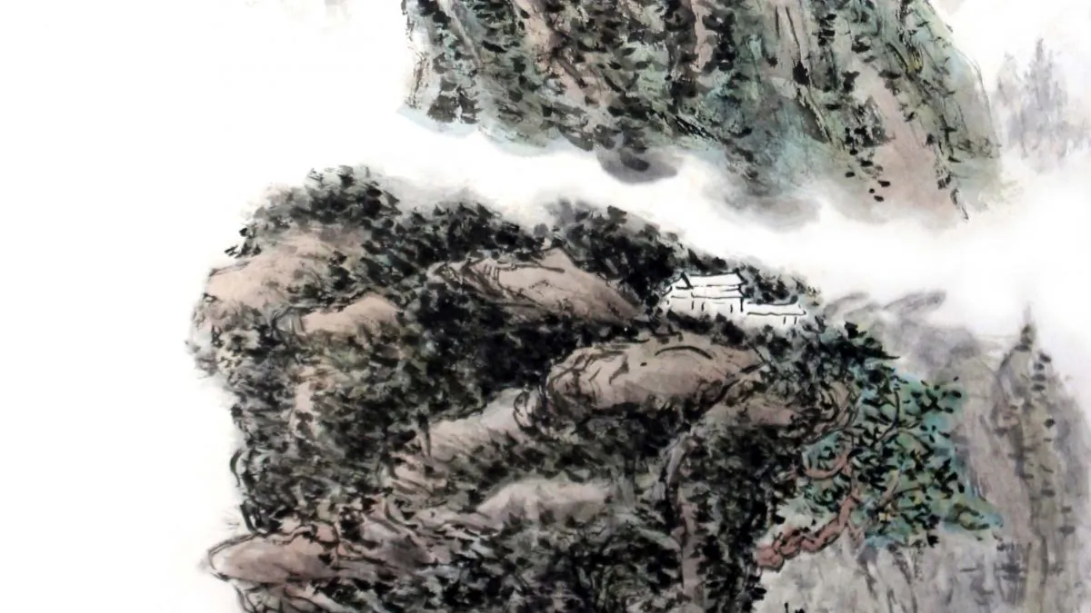After more than 10 steps into the stream, a few houses came into view. The old man said: ‘You can’t go straight into the mountain with me yet. Stay here for about a month or so, and I’ll visit you.’ (Sun Mingguo/The Epoch Times)