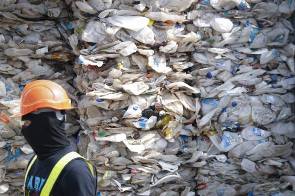 A container is filled with plastic waste from Australia