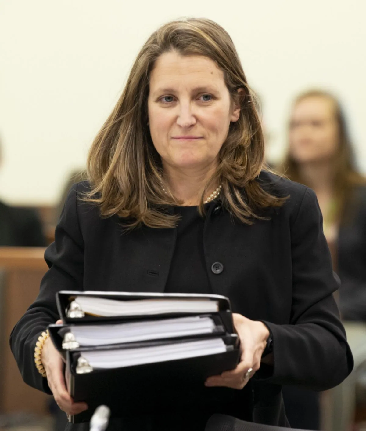 Foreign Affairs Minister Chrystia Freeland waits to appear before the Standing Committee on Foreign Affairs and International Development in Ottawa, on May 28, 2019. (Adrian Wyld/The Canadian Press)