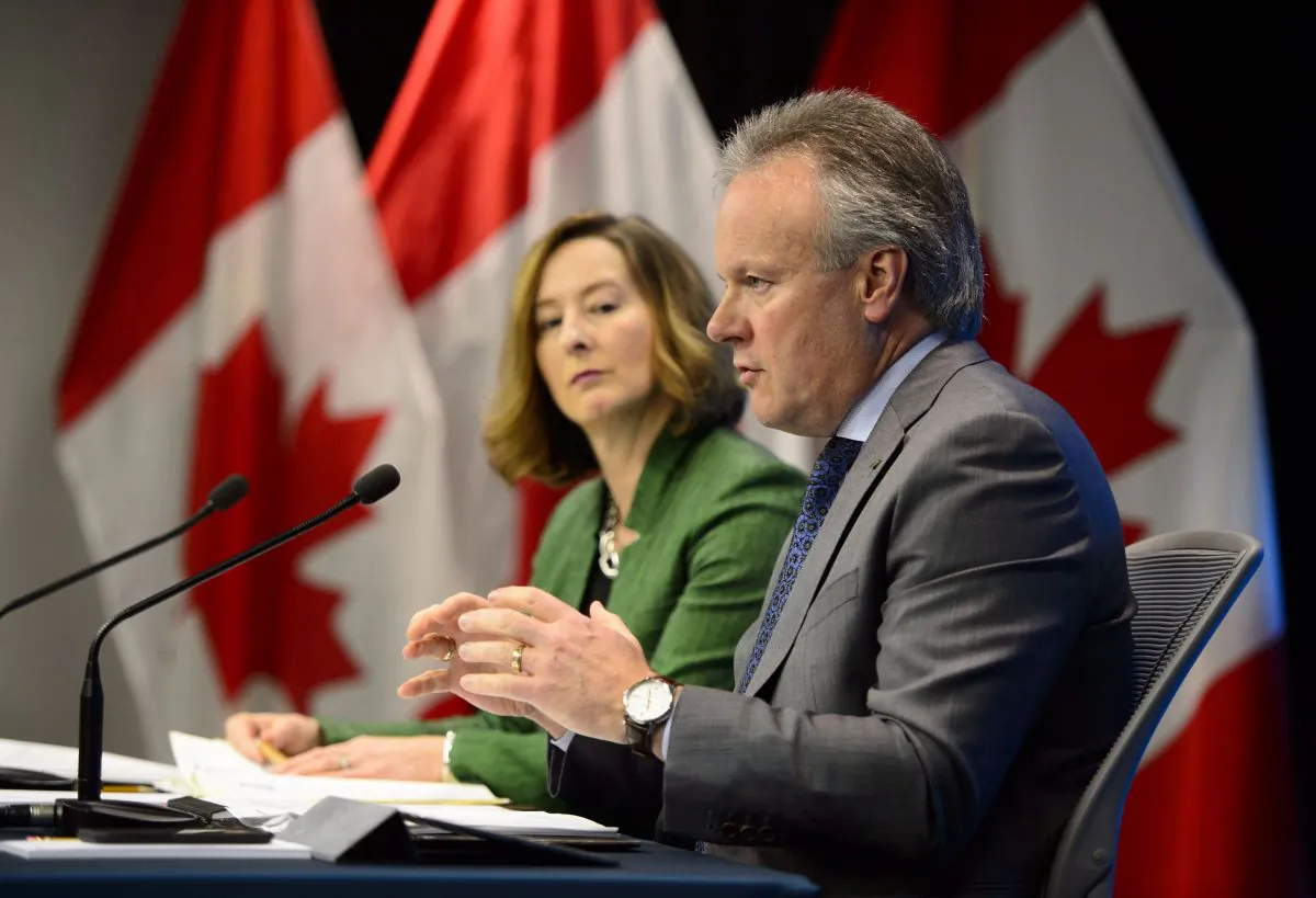 Stephen Poloz, governor of the Bank of Canada, holds a press conference with senior deputy governor Carolyn A. Wilkins in Ottawa on May 16, 2019, after the release of the bank’s financial system review. On May 29, 2019, Canada’s central bank held its overnight rate target at 1.75 percent. (The Canadian Press/Sean Kilpatrick)