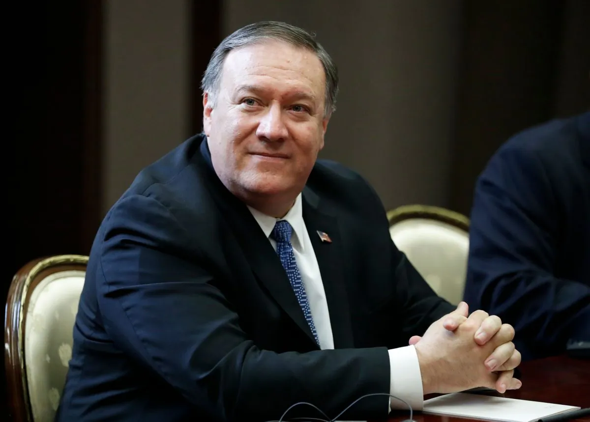 US Secretary of State Mike Pompeo attends a meeting with Russian President at the Bocharov Ruchei residence in Sochi on May 14, 2019. (Pavel Golovkin / AFP/Getty Images)
