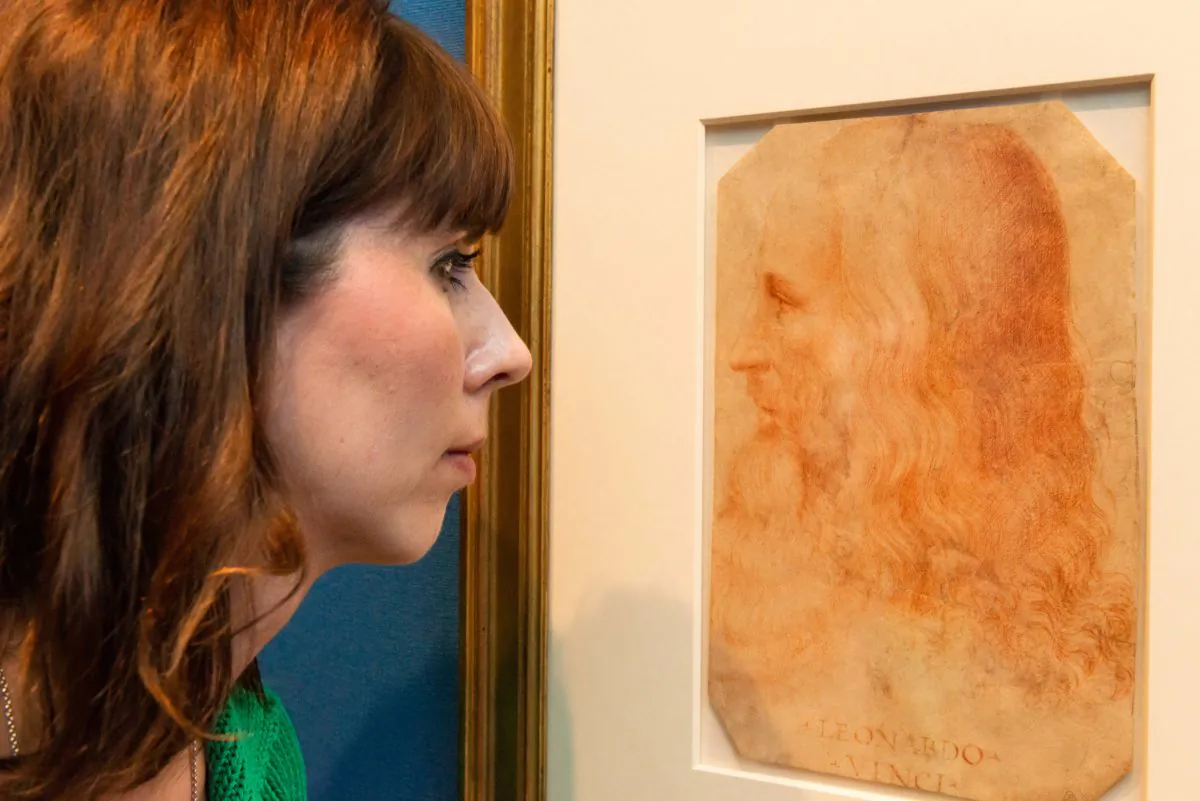 The familiar face of Leonardo da Vinci, by his assistant Francesco Melzi is on display at "Leonardo da Vinci: A Life in Drawing," at The Queen's Gallery, Buckingham Palace. (Royal Collection Trust/) Her Majesty Queen Elizabeth II 2019) 
