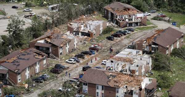 ravaged residential areas