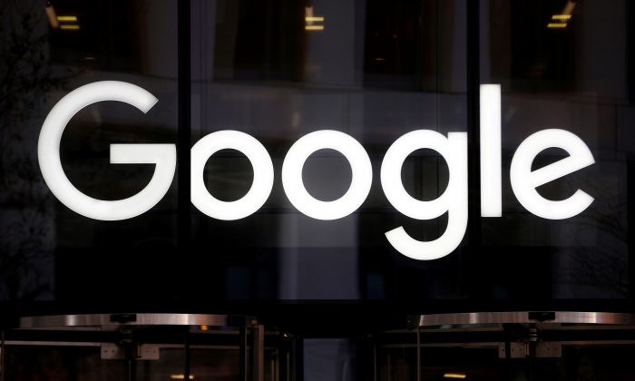 The Google logo is pictured at the entrance to the Google offices in London, Britain on Jan. 18, 2019. (Hannah McKay/Reuters)