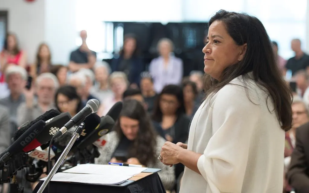 Jody Wilson-Raybould announces that she will run as a independent in the fall election during a news conference in Vancouver on May 27, 2019. (Jonathan Hayward/The Canadian Press)