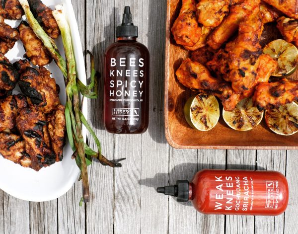 Wings Two Ways with spicy honey and gochujang sriracha