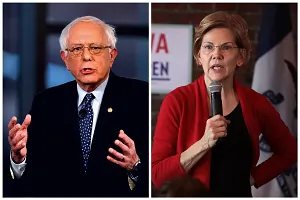 en. Bernie Sanders (I-Vt.) in Bethlehem, Pa., on April 15, 2019 and Sen. Elizabeth Warren (D-Mass.) in Dubuque, Iowa, on March 1, 2019. (Mark Makela/Getty Images; Scott Olson/Getty Images)