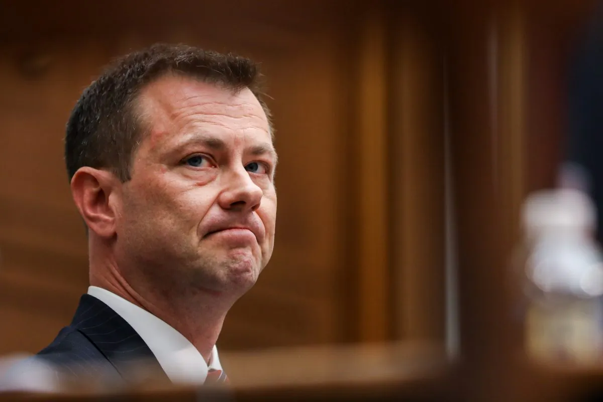 FBI Deputy Assistant Director Peter Strzok testifies at the Committee on the Judiciary and Committee on Oversight and Government Reform Joint Hearing on “Oversight of FBI and DOJ Actions Surrounding the 2016 Election" in Washington on July 12, 2018. (Samira Bouaou/The Epoch Times)
