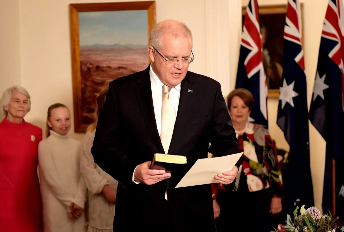 Australian Prime Minister Scott Morrison during the swearing-in ceremony at Government House in Canberra, Australia, on May 29, 2019. (Tracey Nearmy/Getty Images)