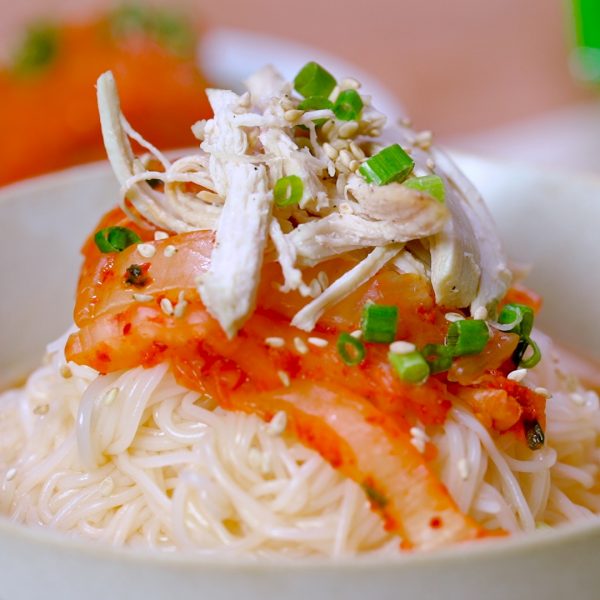 rice noodle soup with kimchi