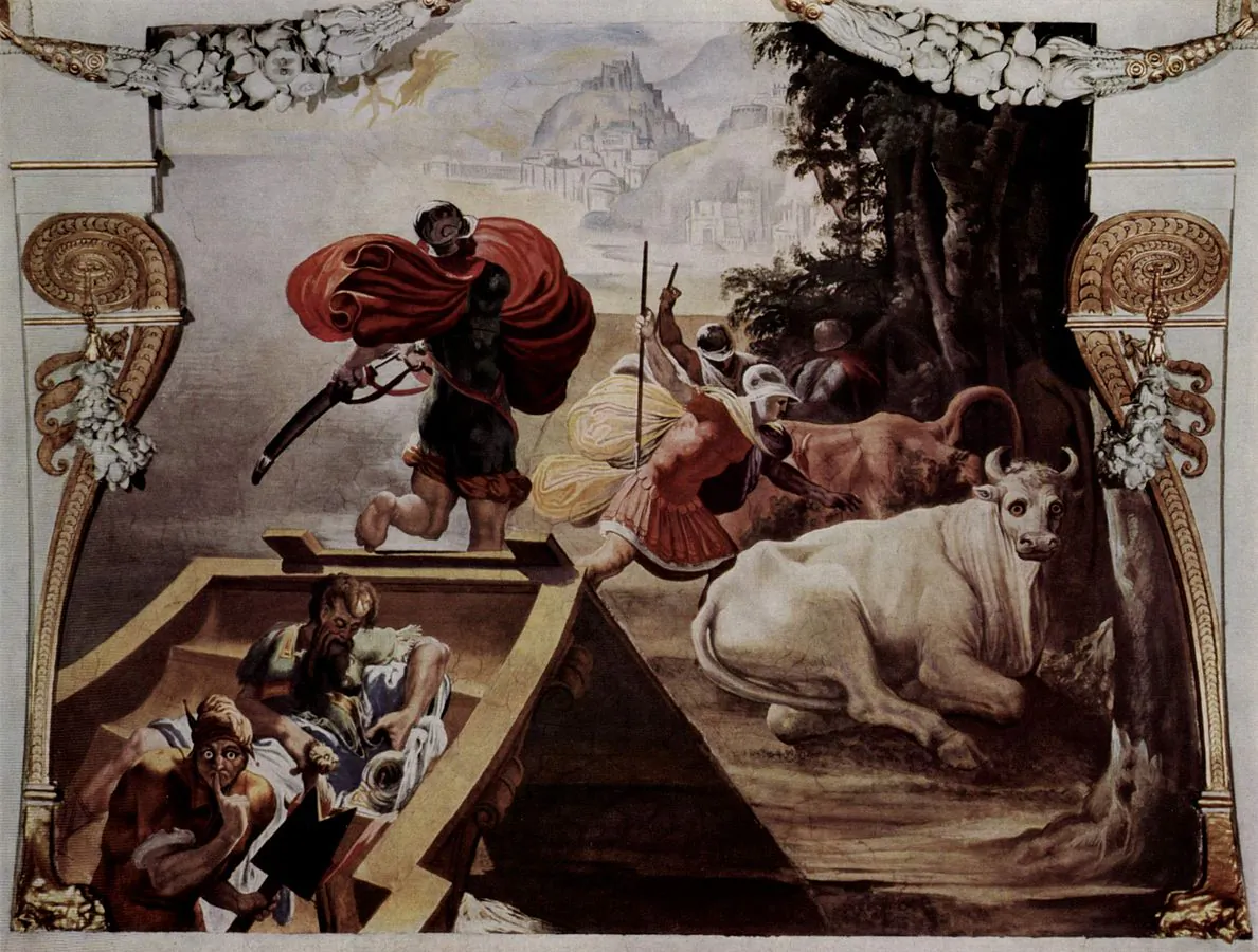 “The Companions of Odysseus Steal the Cattle of Helios,” 1554/56 Pellegrino Tibaldi. Fresco, Palazzo Poggi Museum. (Public Domain)