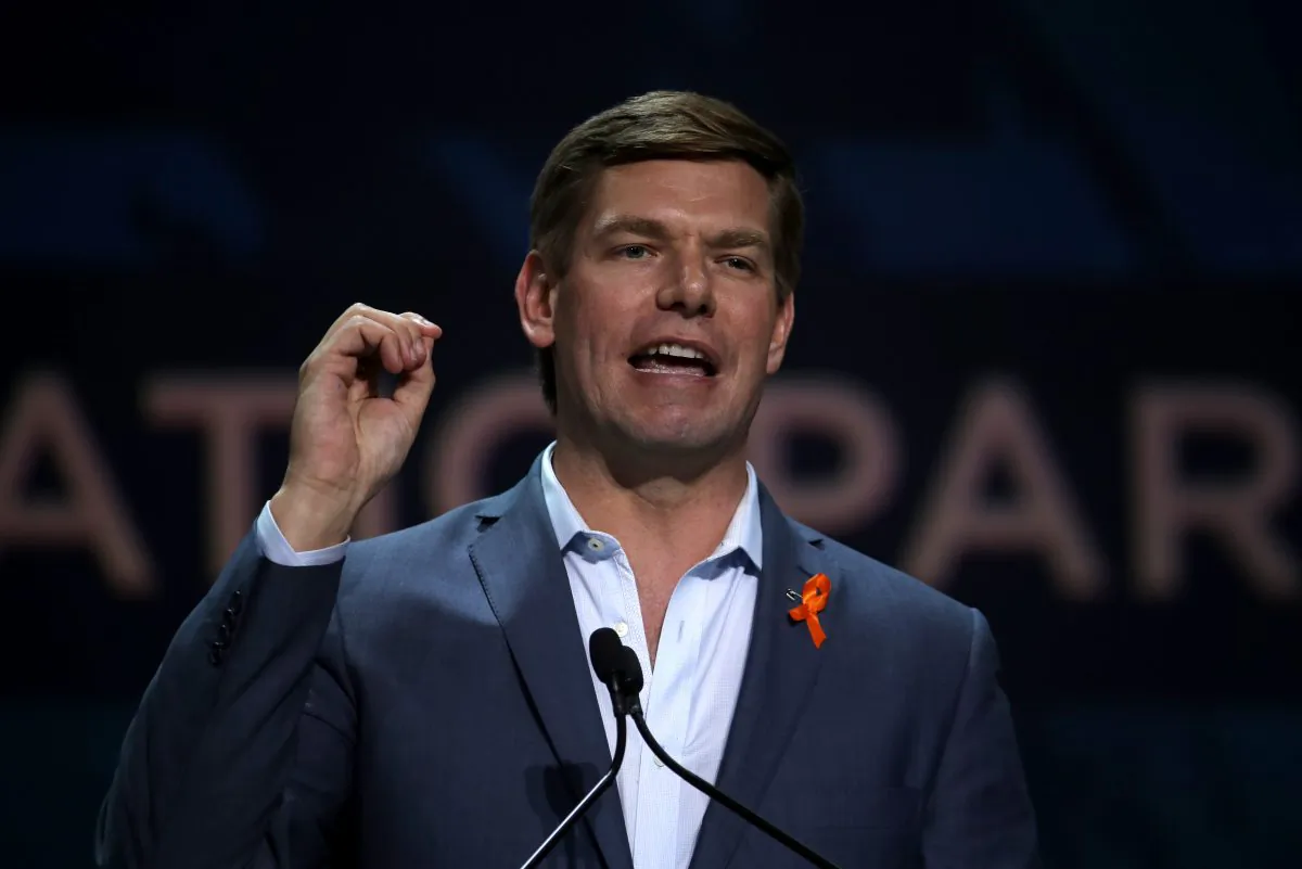 Rep. Eric Swalwell (D-Calif.) speaks during the California Democrats 2019 State Convention at the Moscone Center in San Francisco, Calif., on June 1, 2019. (Justin Sullivan/Getty Images)