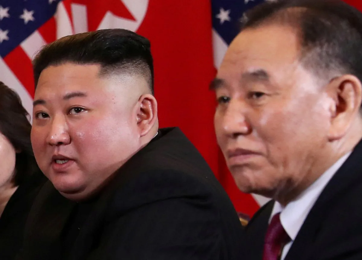 North Korea's leader Kim Jong Un and Kim Yong Chol, Vice Chairman of the North Korean Workers' Party Committee, attend the extended bilateral meeting in the Metropole hotel with U.S. President Donald Trump and his delegation during the second North Korea-U.S. summit in Hanoi, Vietnam, on Feb. 28, 2019. (REUTERS/Leah Millis)