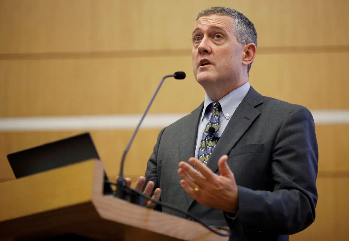 St. Louis Federal Reserve Bank President James Bullard speaks at a public lecture in Singapore, on Oct. 8, 2018. (Edgar Su/Reuters)