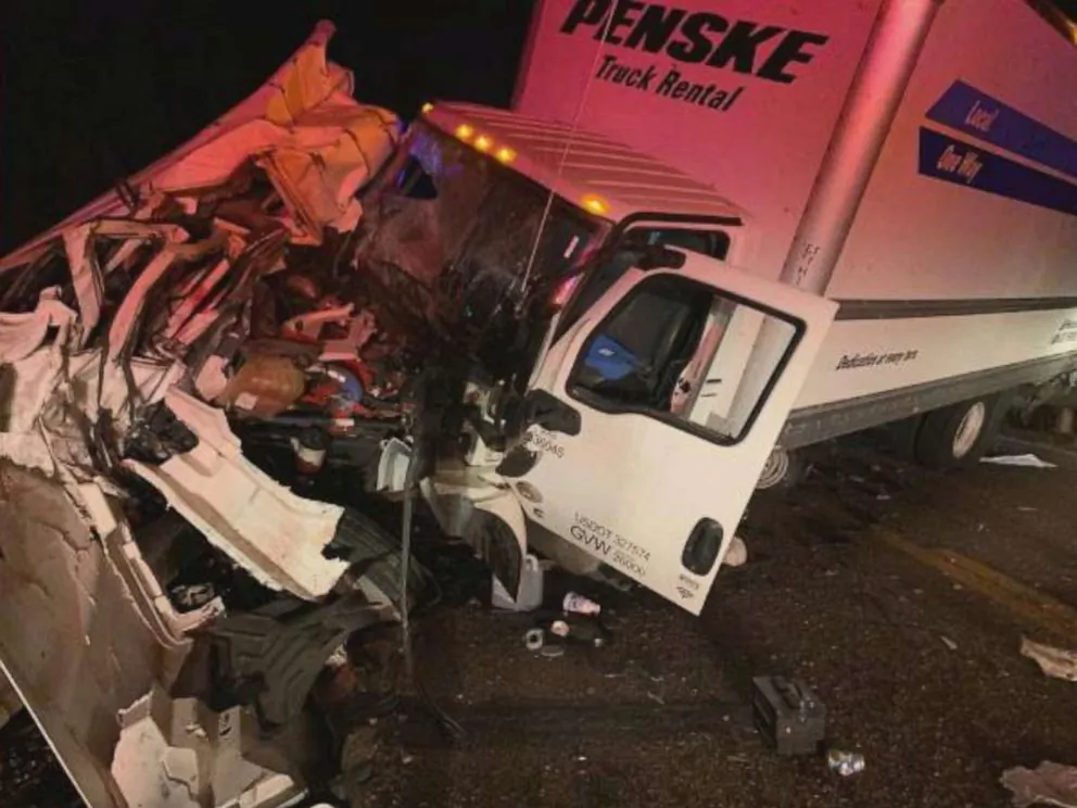 Eight people were killed in a head-on collision between a box truck and a passenger van on a rural highway near Scooba, Miss., on June 3, 2019.
(Kemper County Sheriff James Moore)