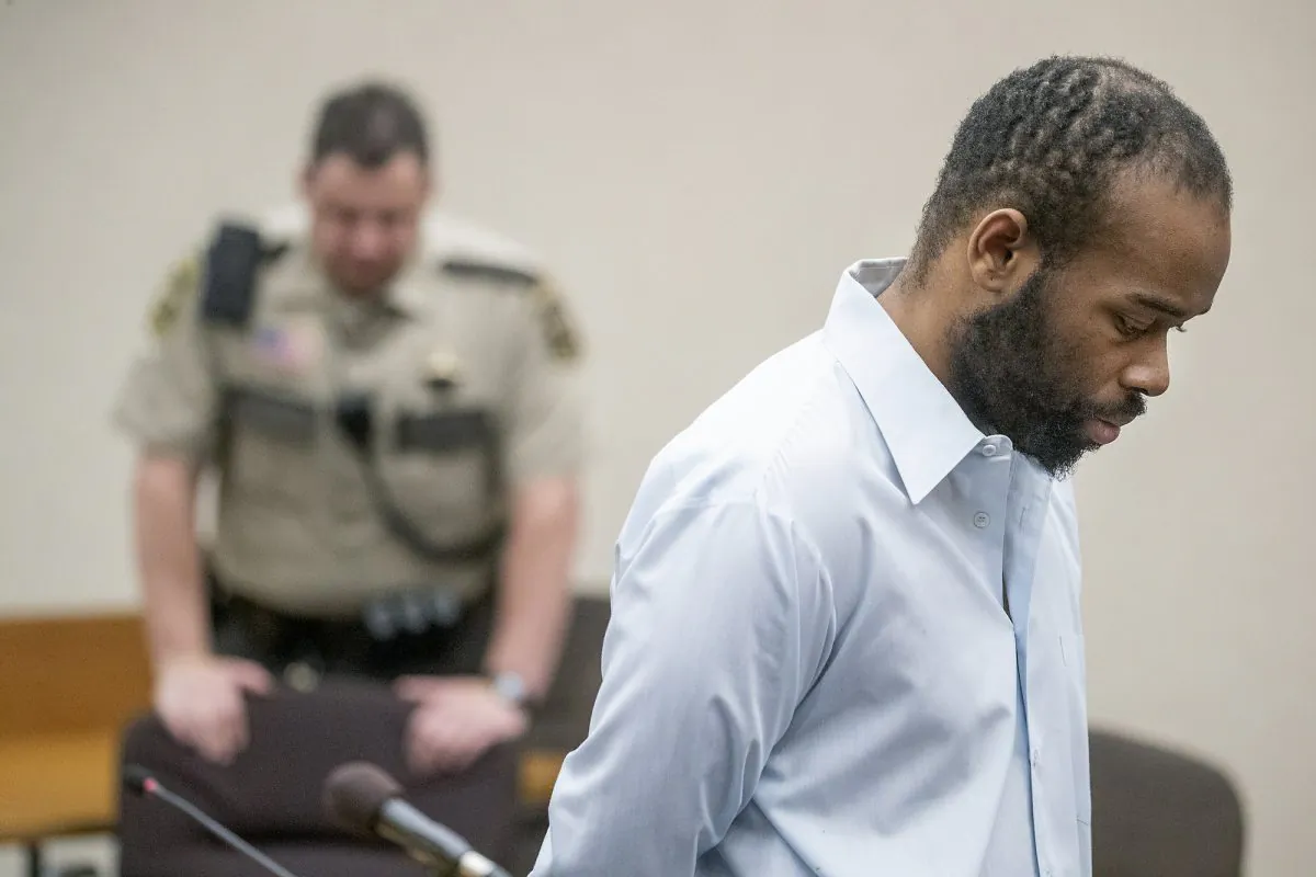 Emmanuel Aranda, who threw a 5-year-old boy over a Mall of America balcony, listens as Judge Jeannice Reding hands out a 19-year sentence at the Hennepin County Government Center in Minneapolis, Minn., on June 3, 2019. (Elizabeth Flores/Star Tribune via AP)