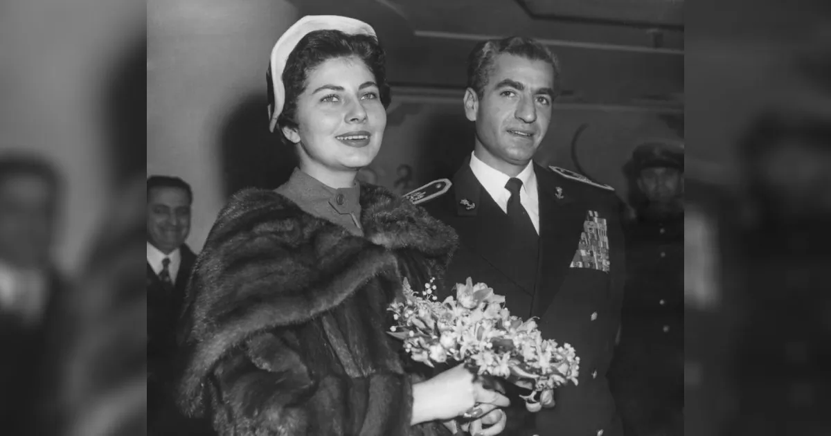 Mohammad Reza Pahlavi, the Shah of Iran (1919 - 1980) with his wife Queen Soraya during a visit to London, on 17 Feb. 1955. (Ron Case/Keystone/Hulton Archive/Getty Images)
