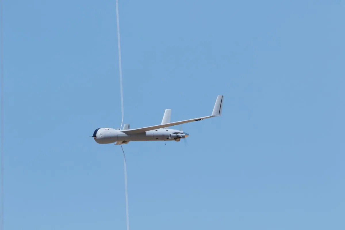 A ScanEagle drone is shown during an Insitu customer event in Mazagon, Spain on May 15, 2018, (Courtesy Insitu/Handout via Reuters)